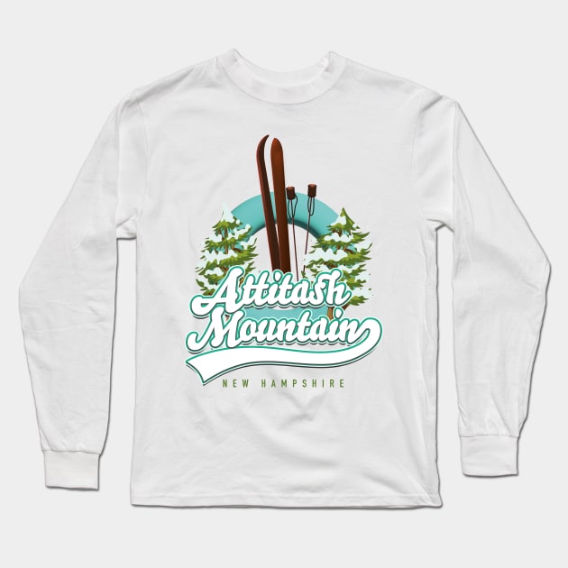 Attitash Mountain New Hampshire Ski logo Long Sleeve T-Shirt by nickemporium1